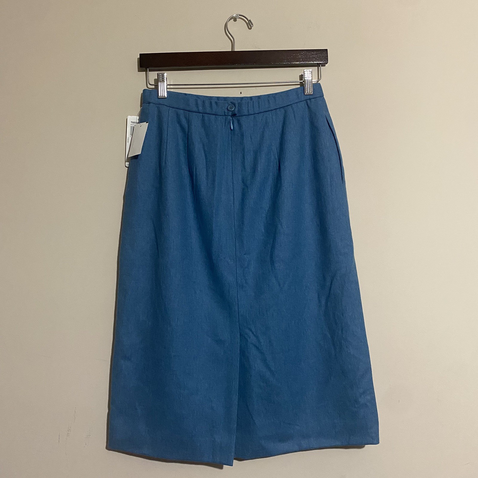 NWT VNTG Pendleton Womens 90’s Power Skirt Sz 8 Blue Solid Wool Classic Preppy
