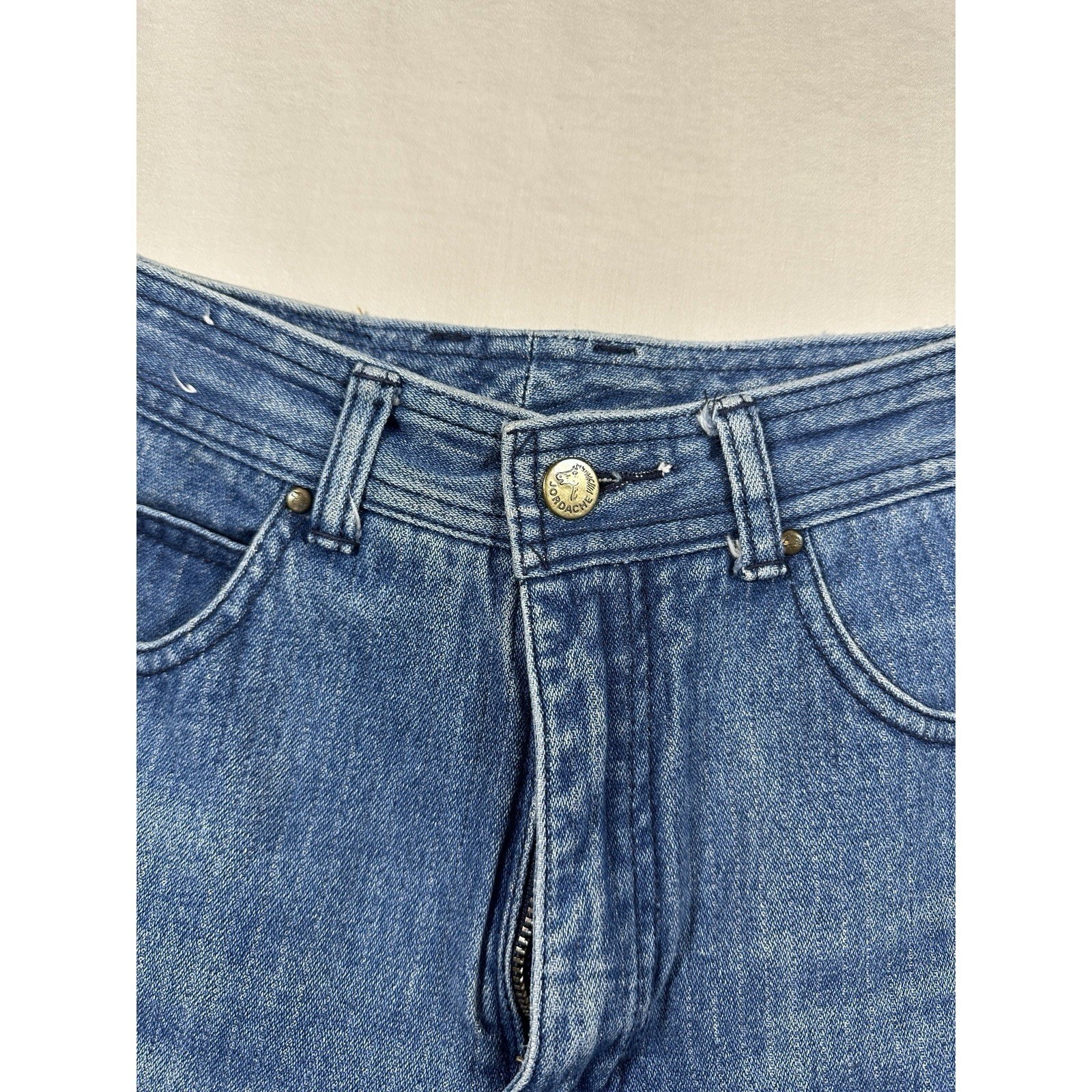 Vintage Jordache High Waisted Tapered Leg Blue Denim Jeans Ankle Zip 24 Waist 28