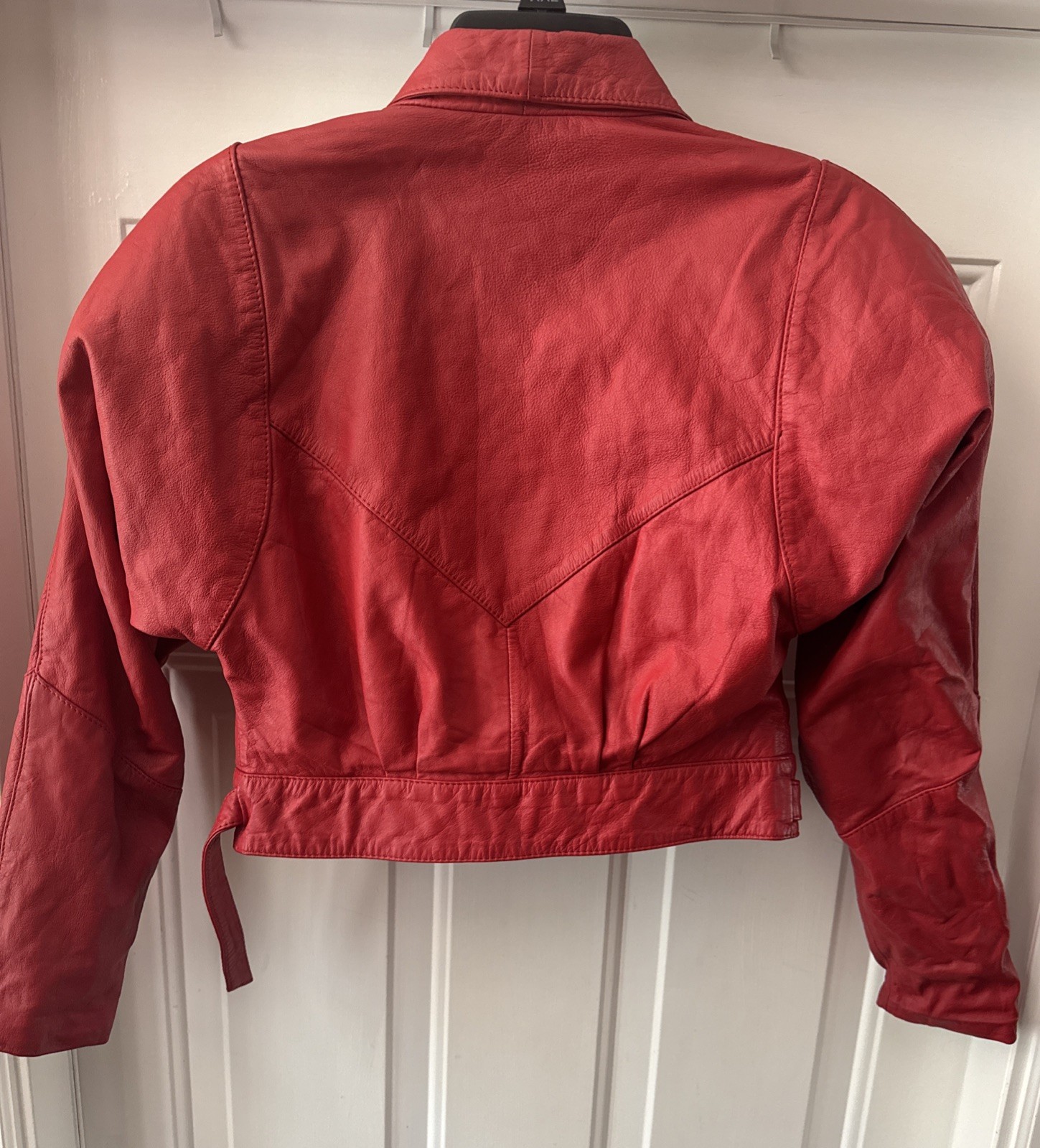Vintage 1980’s Notorious Women’s Red Leather Cropped Jacket Size S