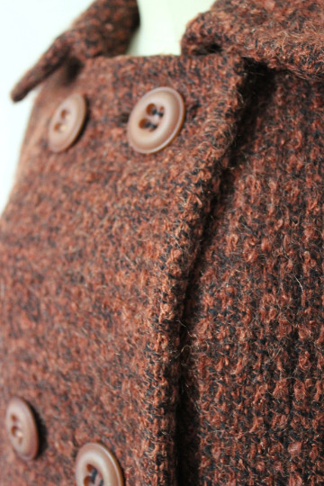 Vintage 60s I. MAGNIN Copper Rust Wool MOHAIR Double Breasted Pea Coat