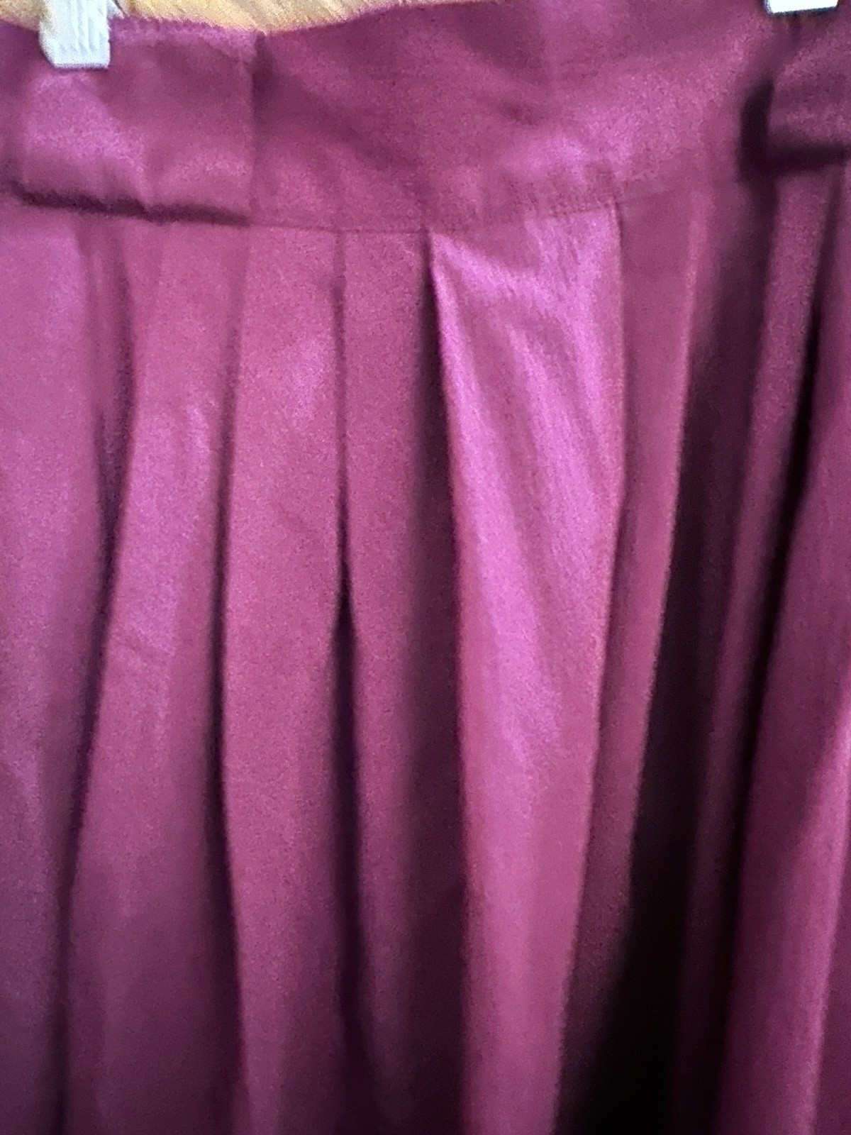 Vintage Lauren Woods Pleated Midi Skirt Size 14 Cranberry Wine Elastic Waist