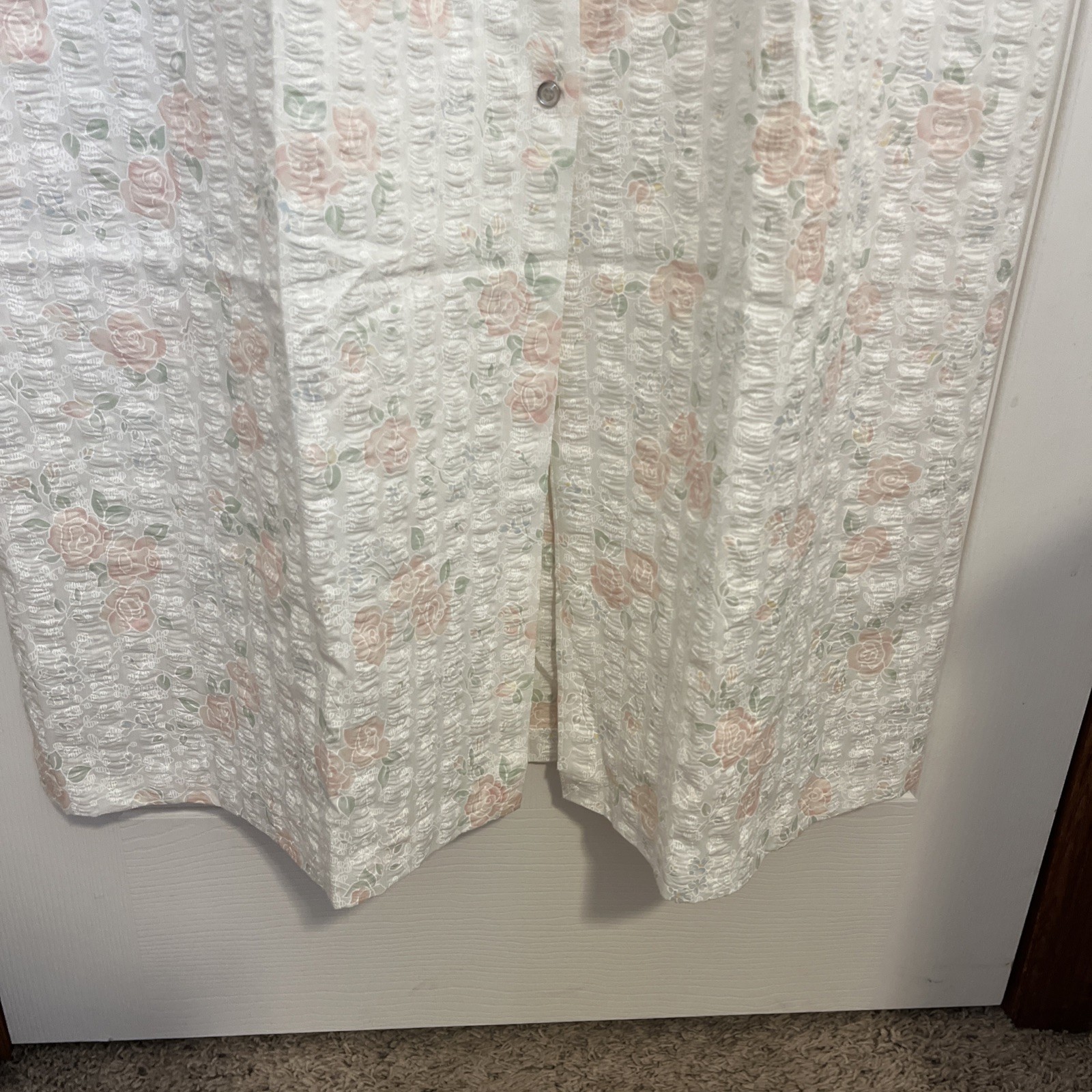 VTG Wolverine White & Pink Floral Nightgown & Housecoat Robe Poly Blend Set Med