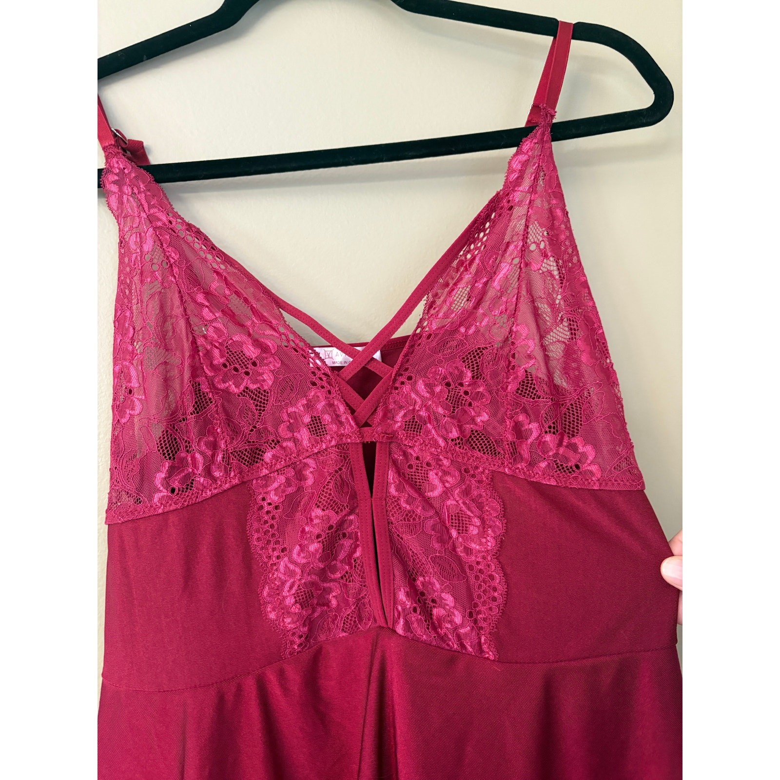 Avidlove Women Sexy Lingerie Lace Chemise Sleepwear Comfy Lingerie XXL Red White