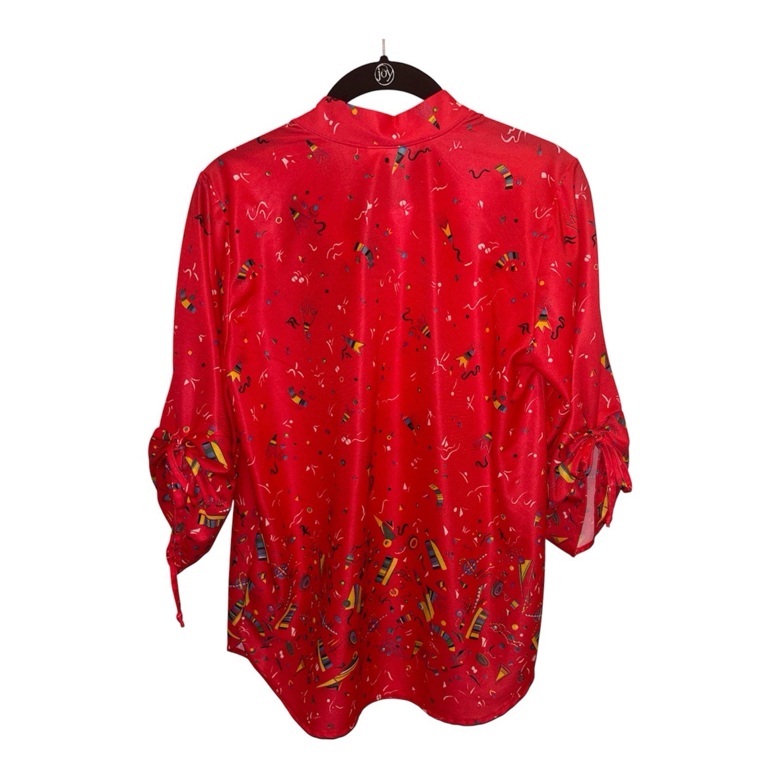 Pretty Tops Vintage 1980s Blouse Red with Geometric Print Medium?