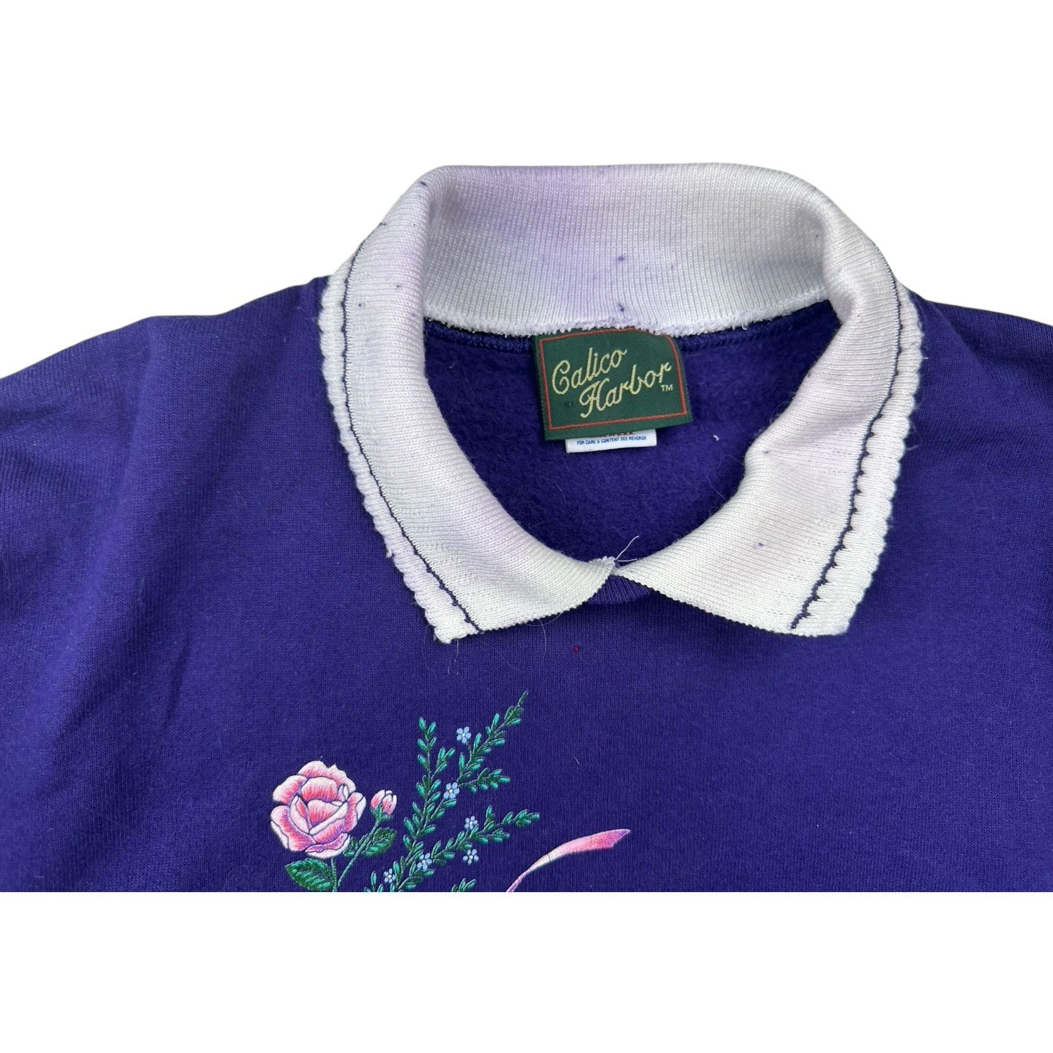Vintage sweatshirt purple XL grandma core granny oversized cottage floral 90s