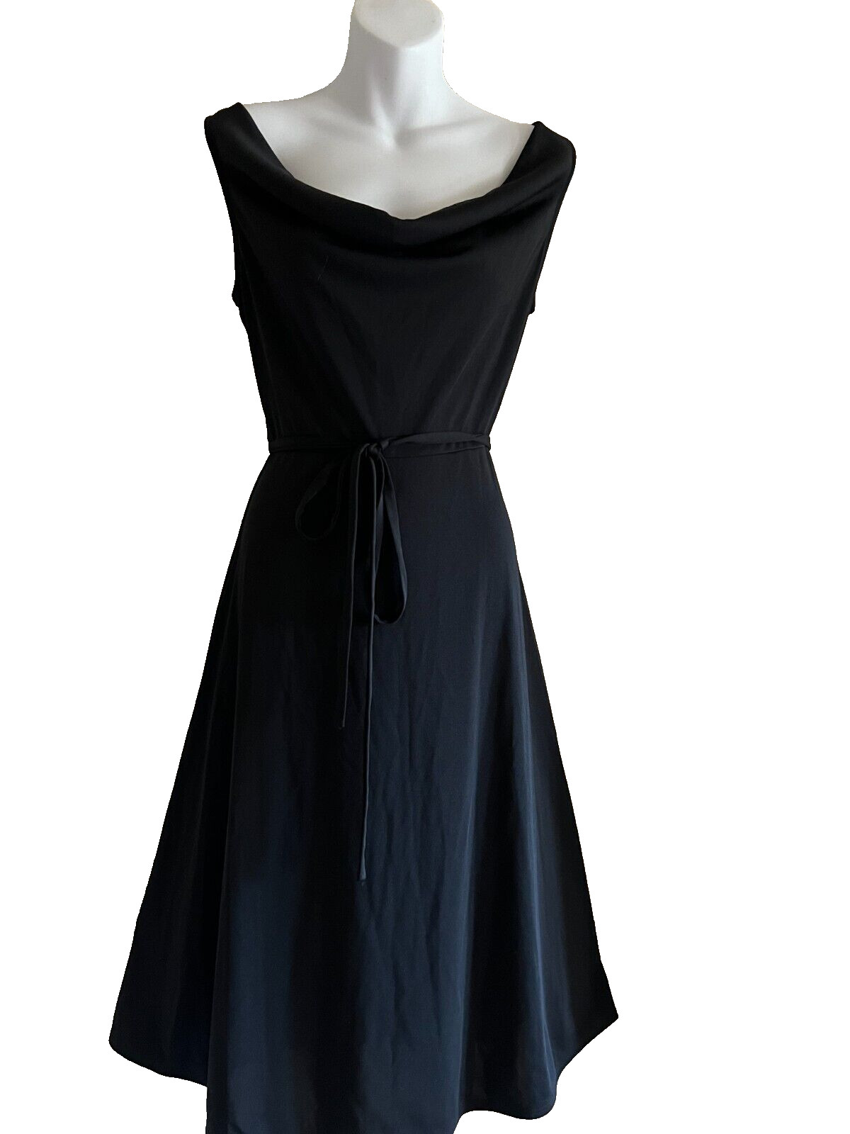 EXPRESS BLACK SLEEVELESS SIMPLE ELEGANT DRESS COWL NECK SZ 9/10 GORGEOS NEW
