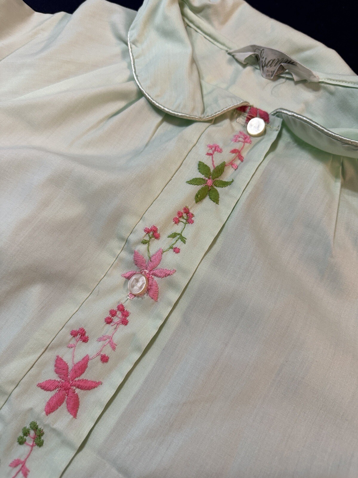 Vintage Lisanne Distinctive Pastel Green Loungewear Womens House Dress Robe