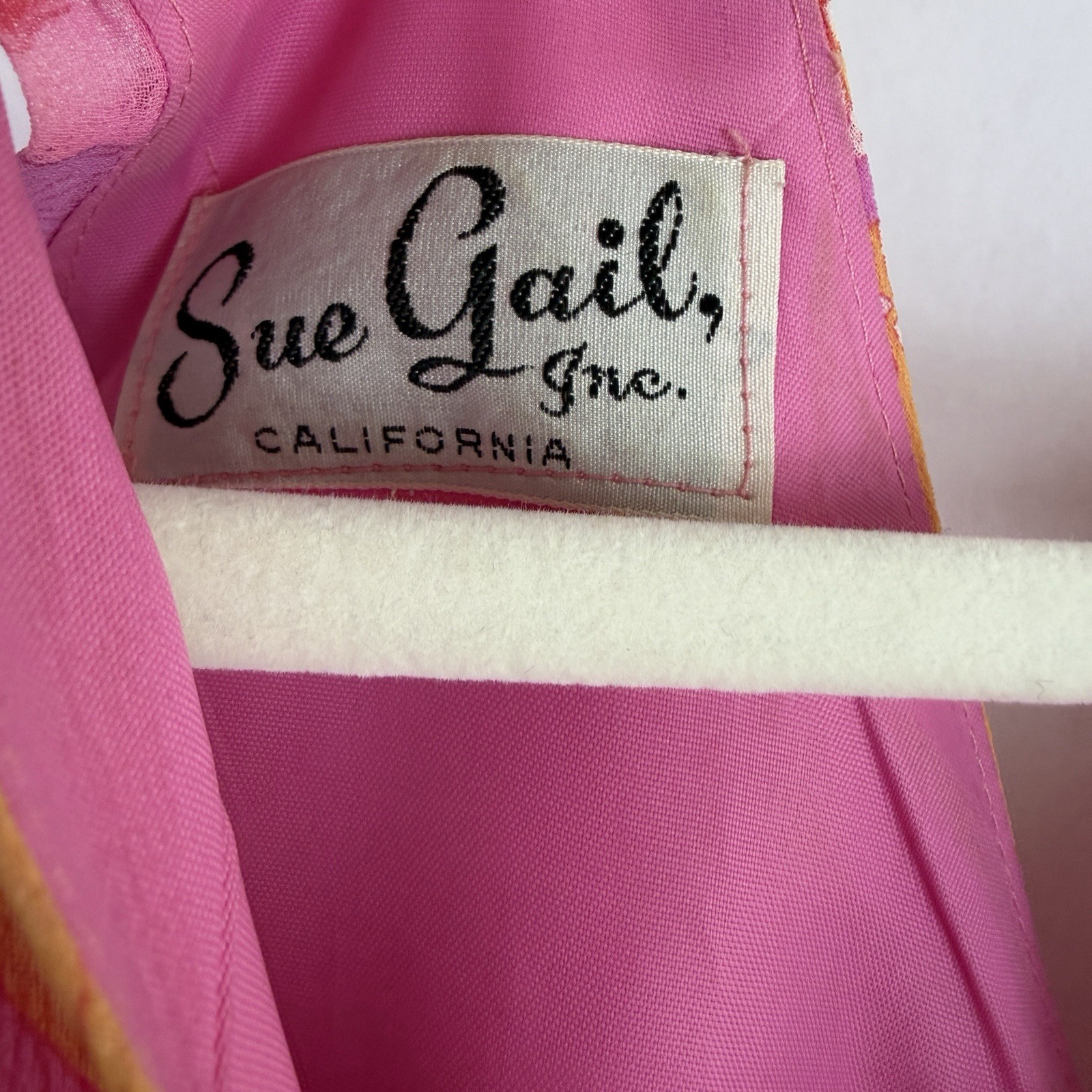 Vtg 60s Floral Dress Sue Gail Sleeveless Mod Psychedelic Pink Hippie Bright