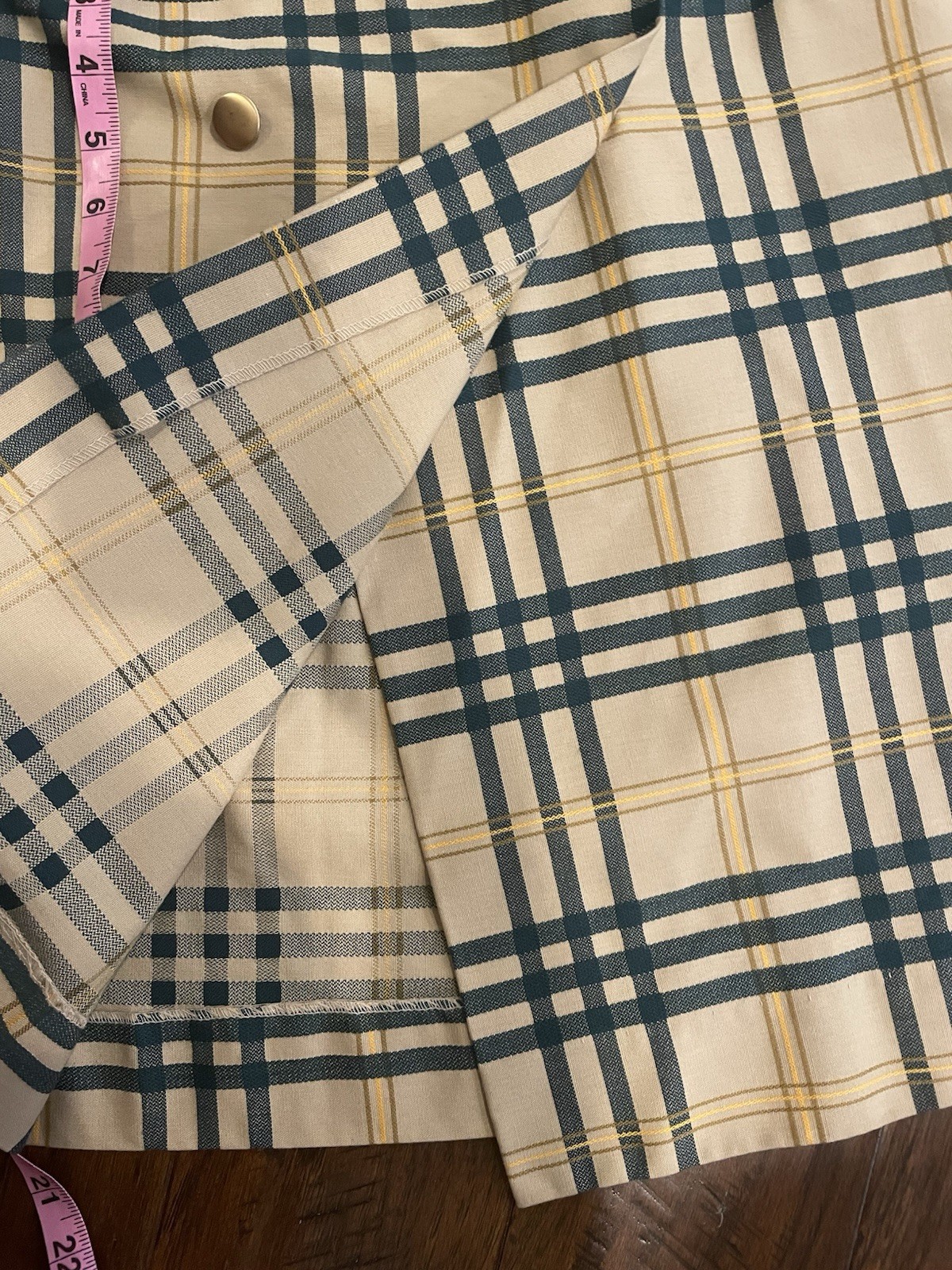 Vintage Queen Casuals Tan And Green Plaid Skirt And Vest Small-Medium