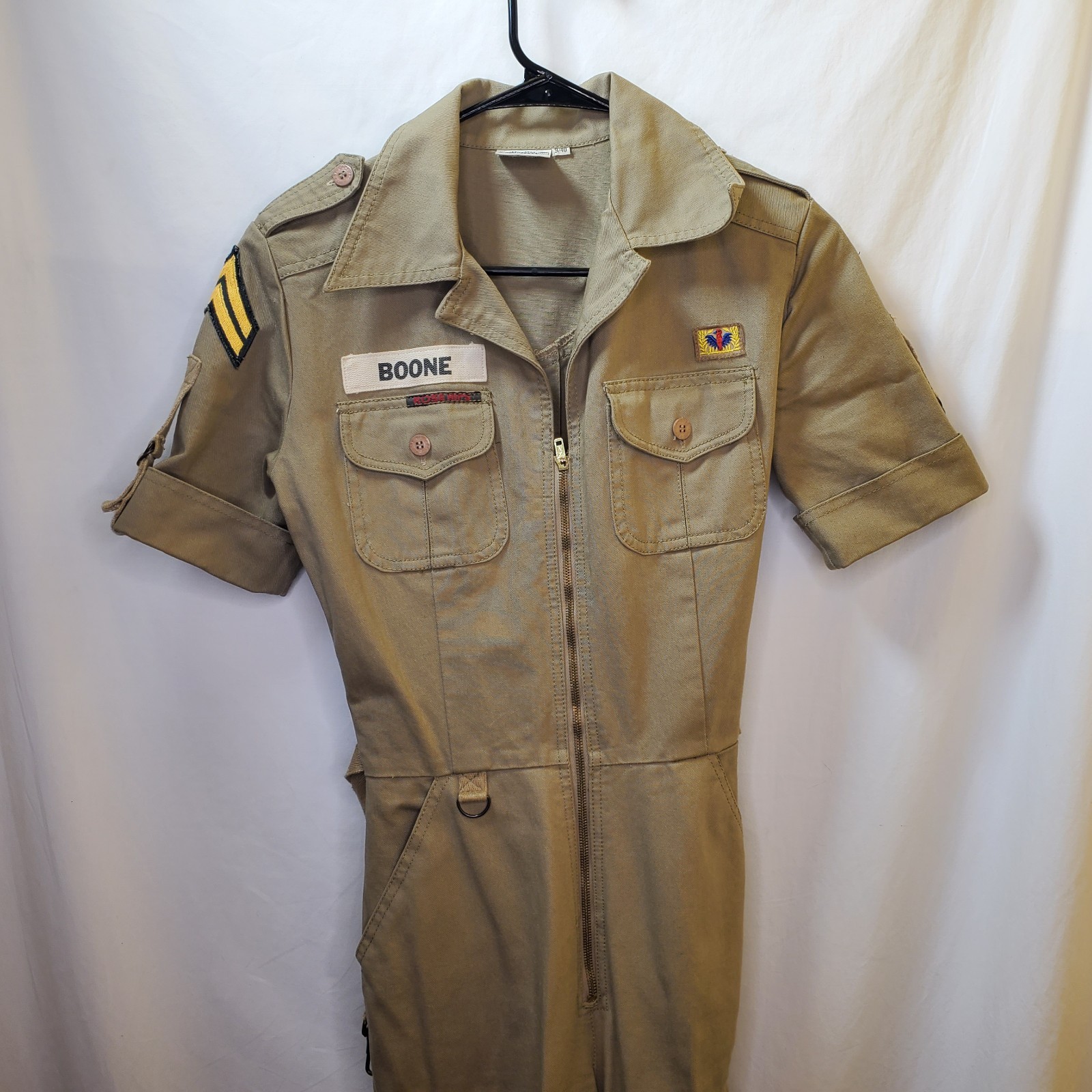 Vintage 70’s 80’s Rose Hips Khaki Short Sleeve Military Jumpsuit Women’s Sz 9/40