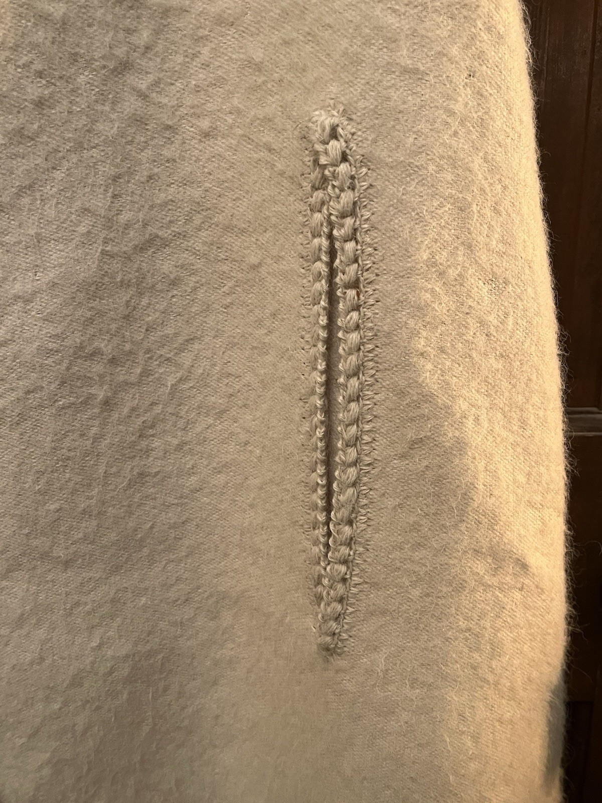 Vintage MATTY Peru 100% Alpaca Wool Cape | Cream Ivory | Hand Braided Trim | 38″