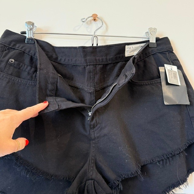 NWT rag & bone Black Denim Cutoff Jorts High Rise Shorts | Size 32 | $165