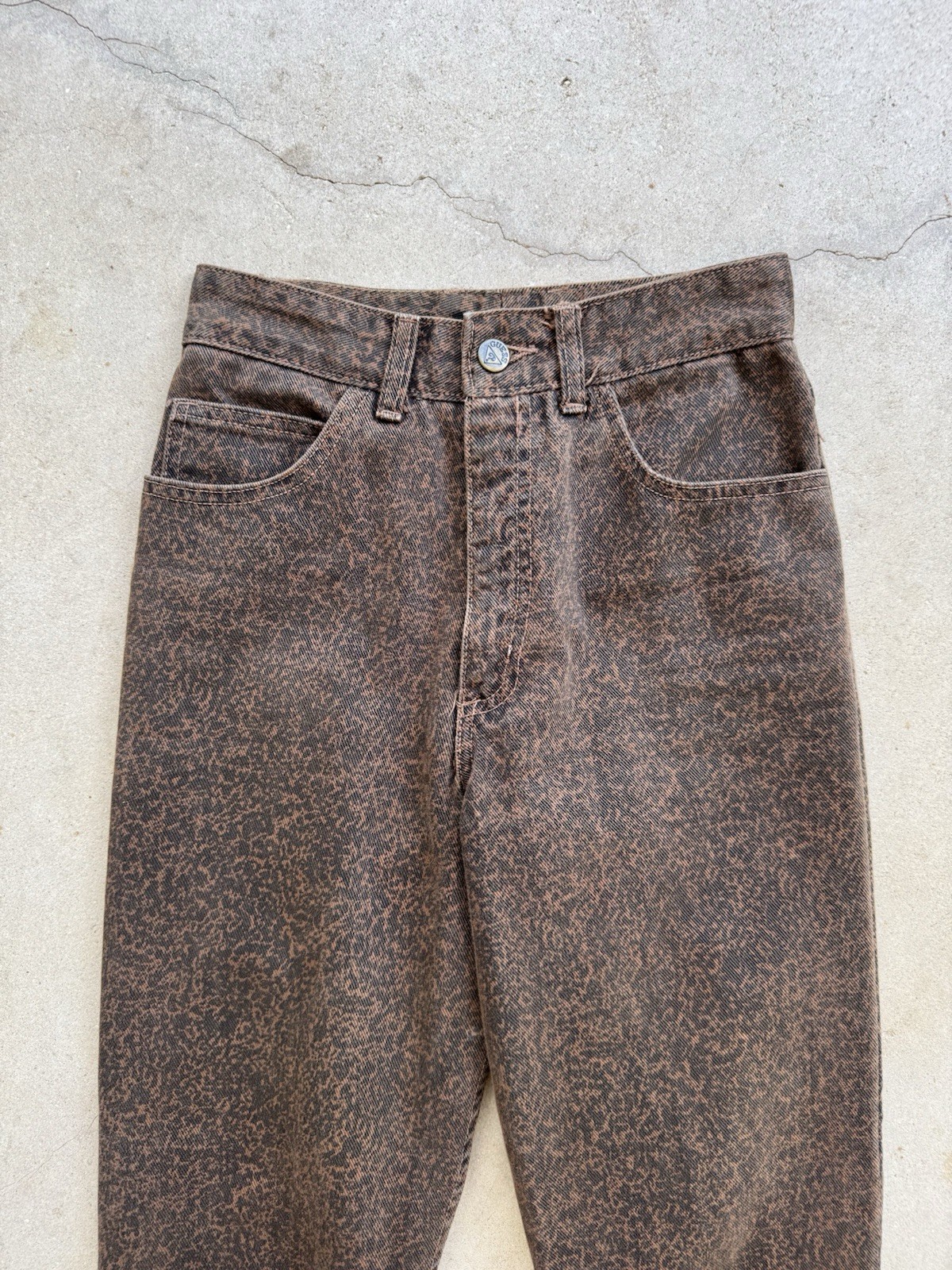 1980s Vtg Guess Animal Print Denim Jeans W 24 L 28 New Wave 80s USA 26 Woman’s