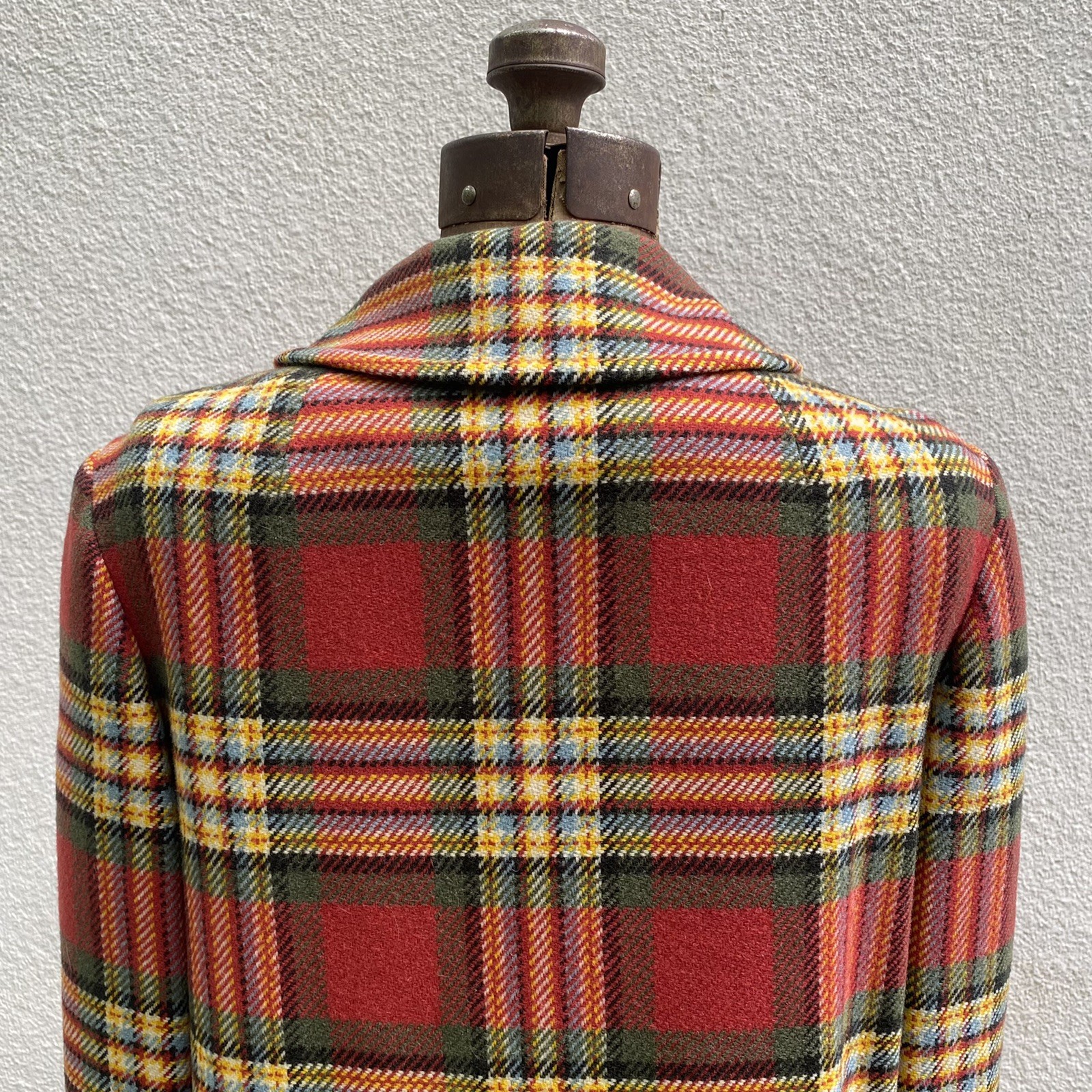 Vintage 1950s Pendleton 100% Virgin Wool Red Plaid Multi Color Town Coat S/M