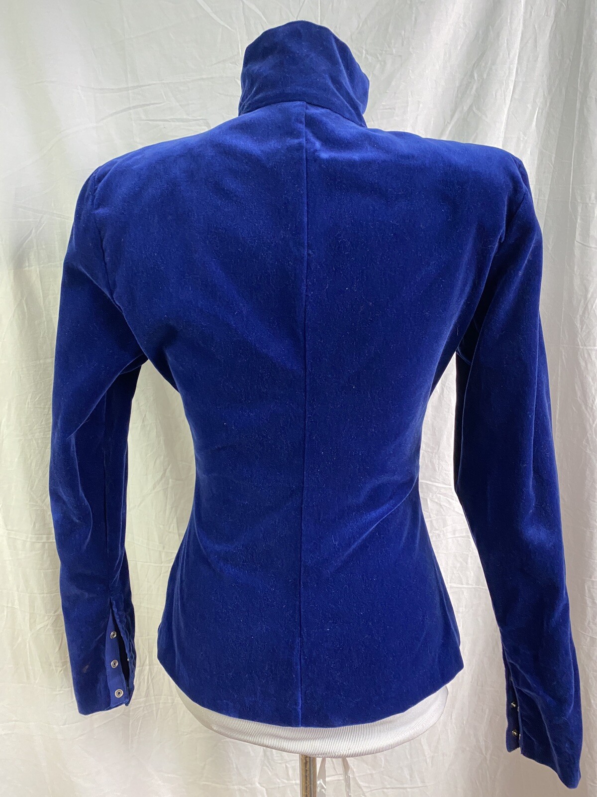 Vintage Norma Kamali Suit Pencil Skirt Fitted Jacket BLUE VELVET XS/S