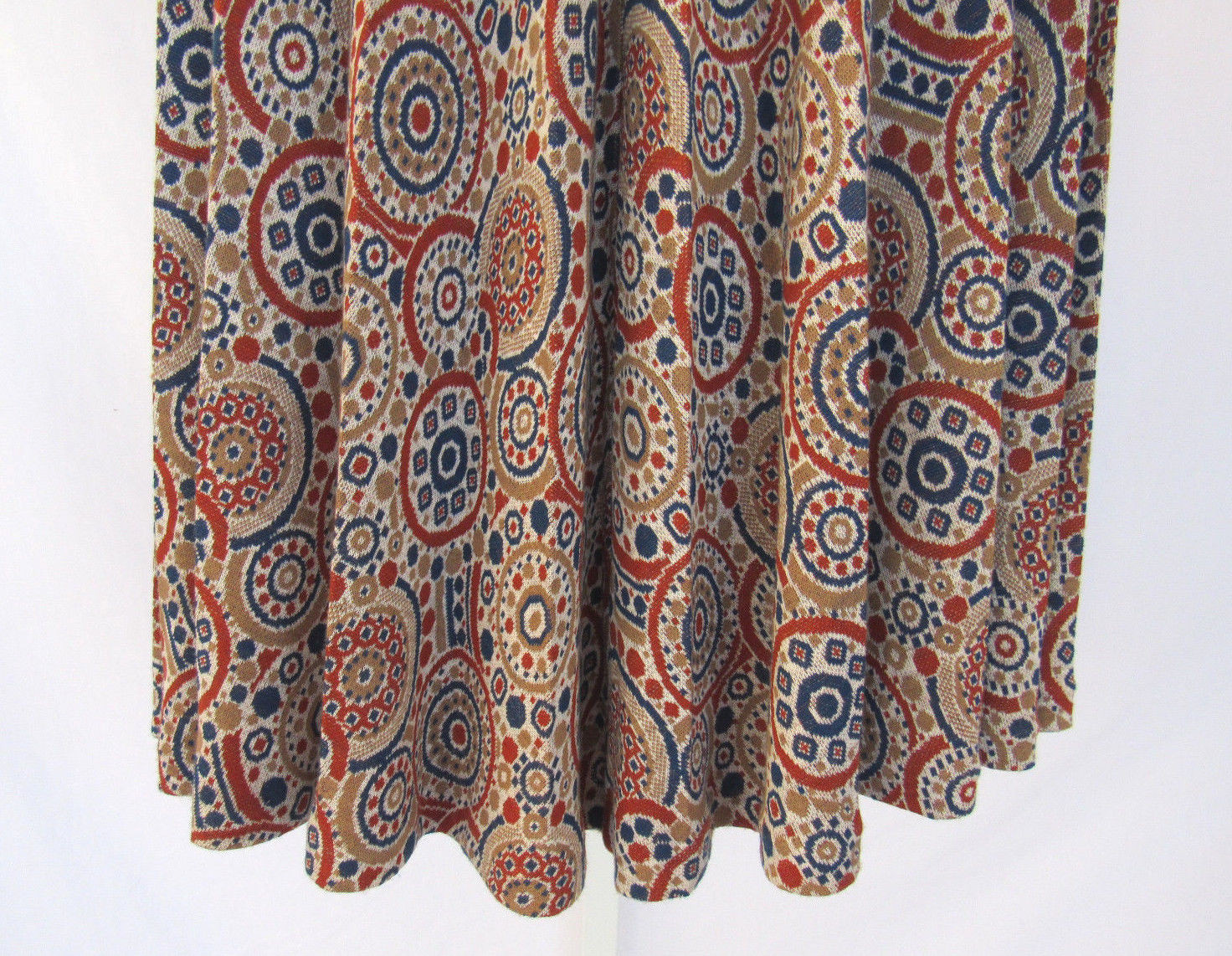 VITAGE 1960s MOD RT JRS. COTTON WOOL SKIRT CREAM BLUE COGNAC BRONXE TAN