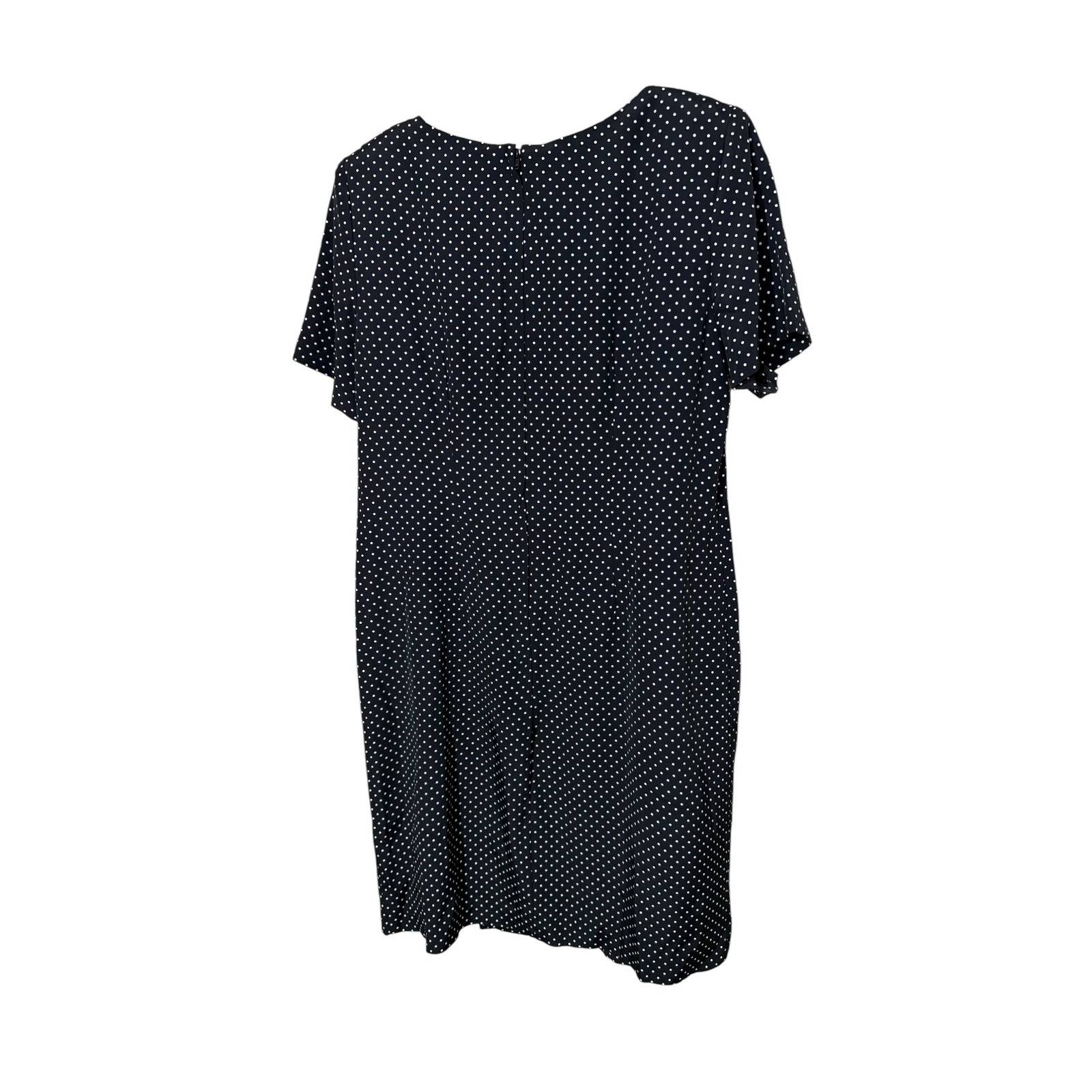 Vintage Dani Michaels Black White Polka Dot Sheath Dress 12P Short Sleeve USA