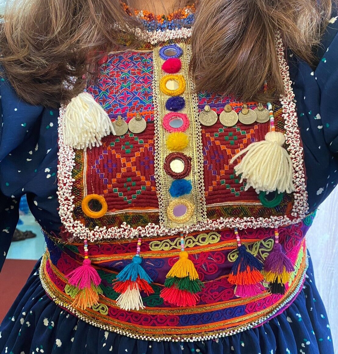 Hand Embroidery Beaded Work Tribal Bohemian Peasant Top Tunic Shirt Dress