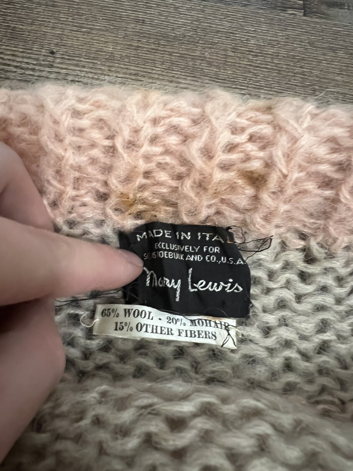 Vintage 60s Mary Lewis Sears Sweater Italian Mohair Wool Turtleneck Pink Brown
