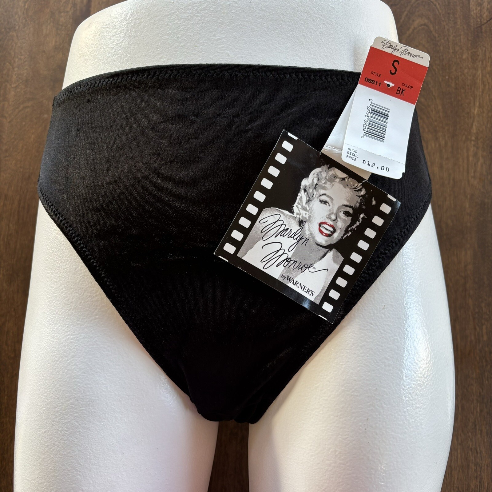 Warners Marilyn Monroe Vintage Second Skin Hi Leg Brief Panty Small Black #08811