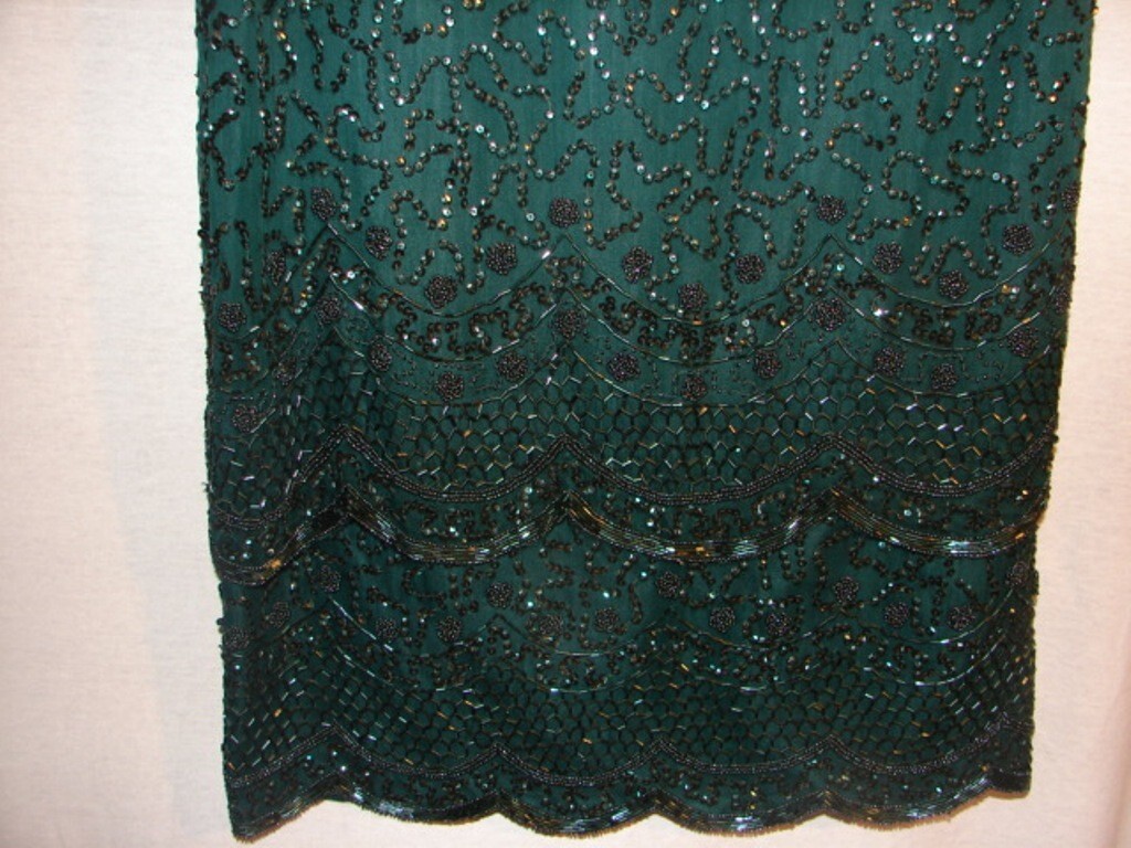 Vintage Brilliante by J.A. Beaded Dress Size L 100% Silk