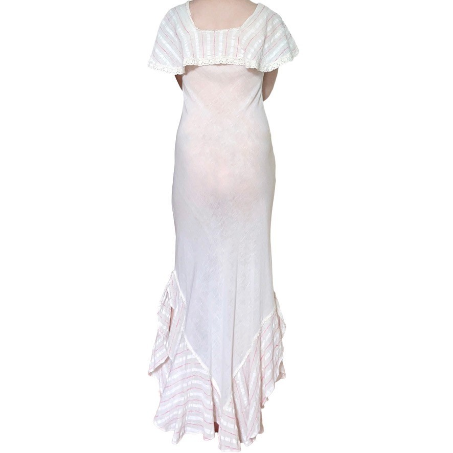 VINTAGE TRIVIA BY CHARM OF HOLLYWOOD RUFFLE BOHO PRAIRIE COUNTRY MAXI DRESS XS S