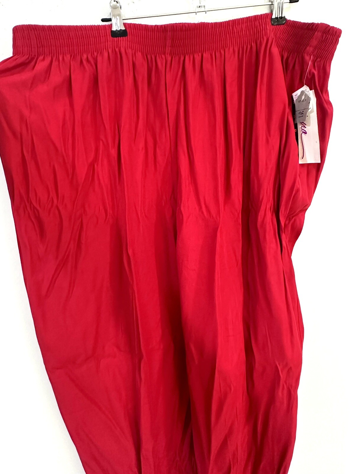 NWT Vintage 80s Diana Marco Red Stretchy Elastic Flowy Baggy Pants Size 26 New!