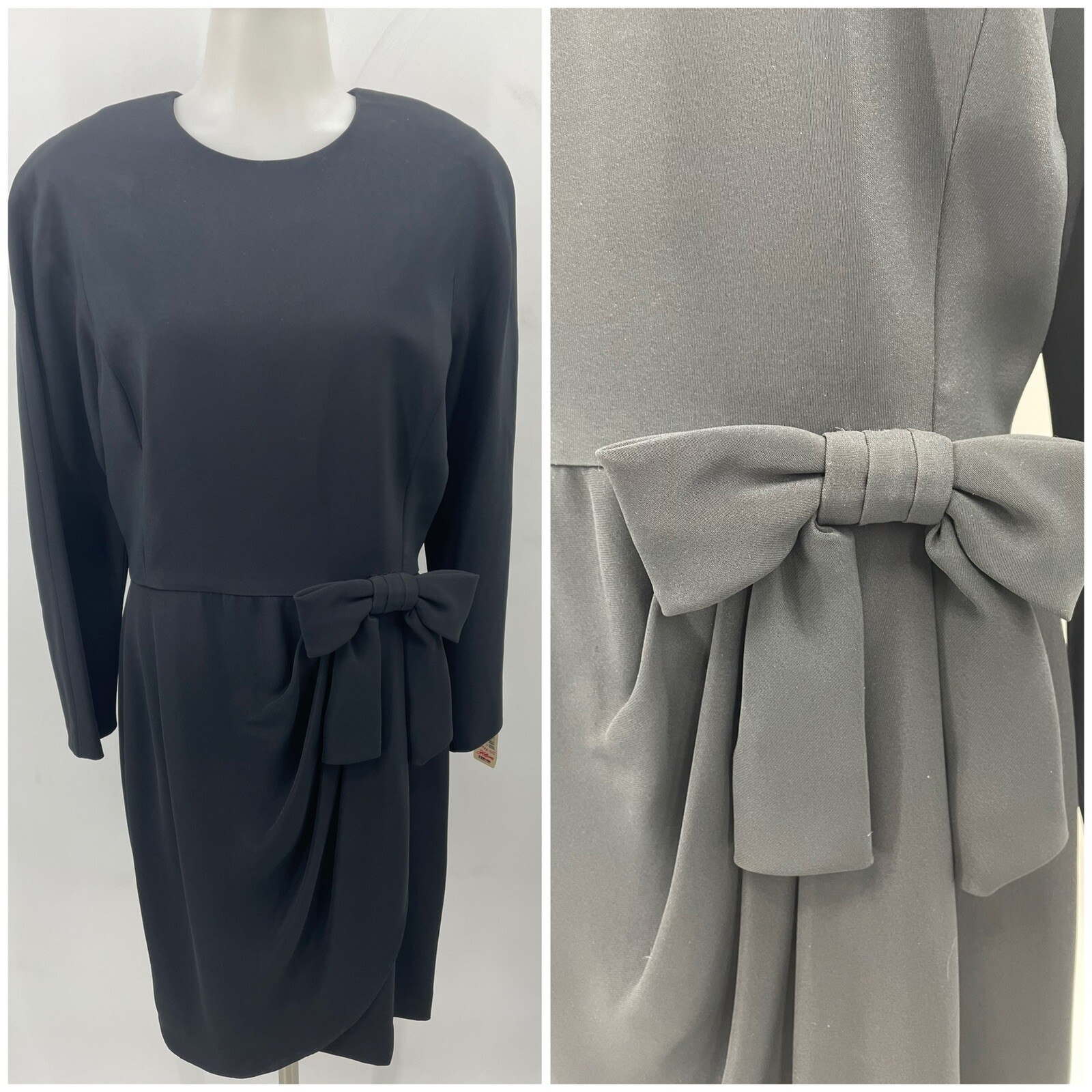 Vintage Scaasi Black Dress Bow Evening Cocktail Formal New W/ Tags! B Forman Co
