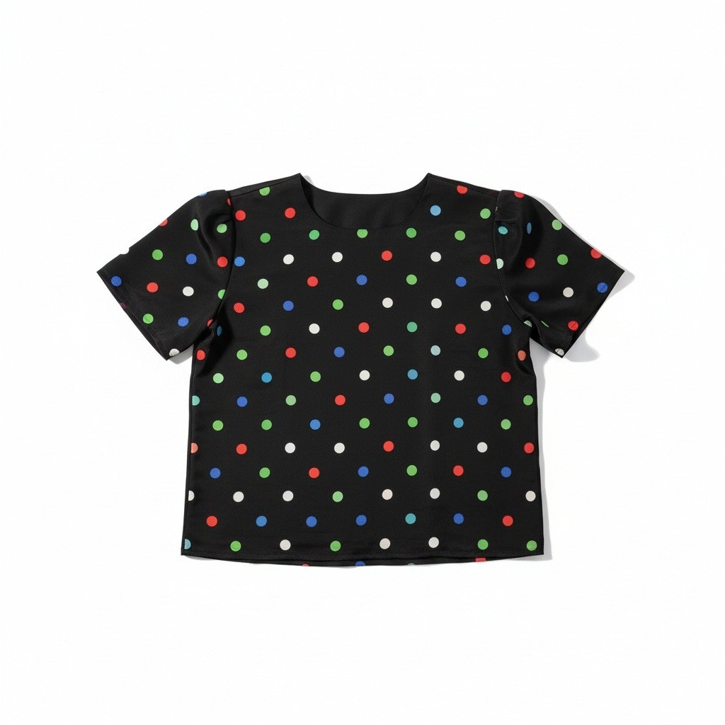 Kasper ASL Vintage Polka Dot Blouse, Black Multi Color Top, Women’s Size 6