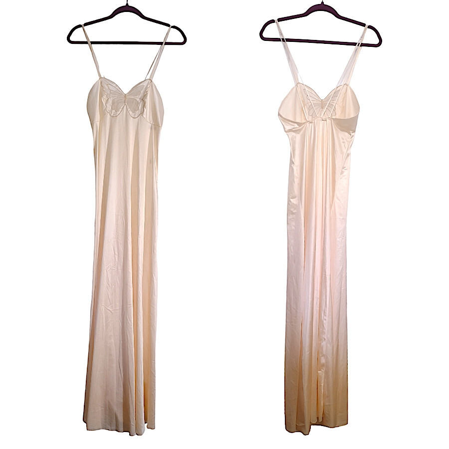 Vintage rare 70s butterfly embroidered slip nightgown Papillon by Paula Carbone