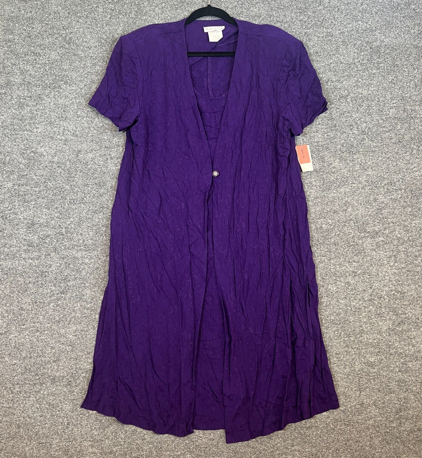 Miss Dorby Dress Womens 18 Purple Vintage Midi Shoulder Pads Retro NEW