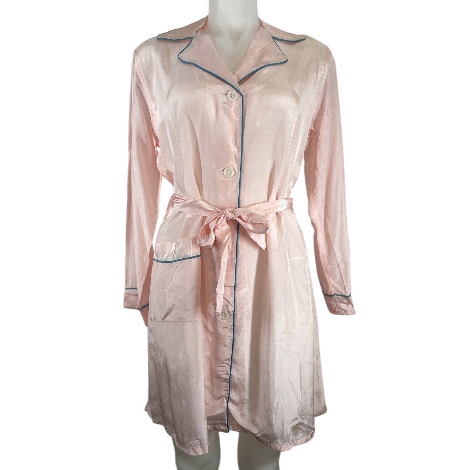 Vintage 60s Pink Lewis Frimel Robe Buttons SZ 34 (SEE FLAWS