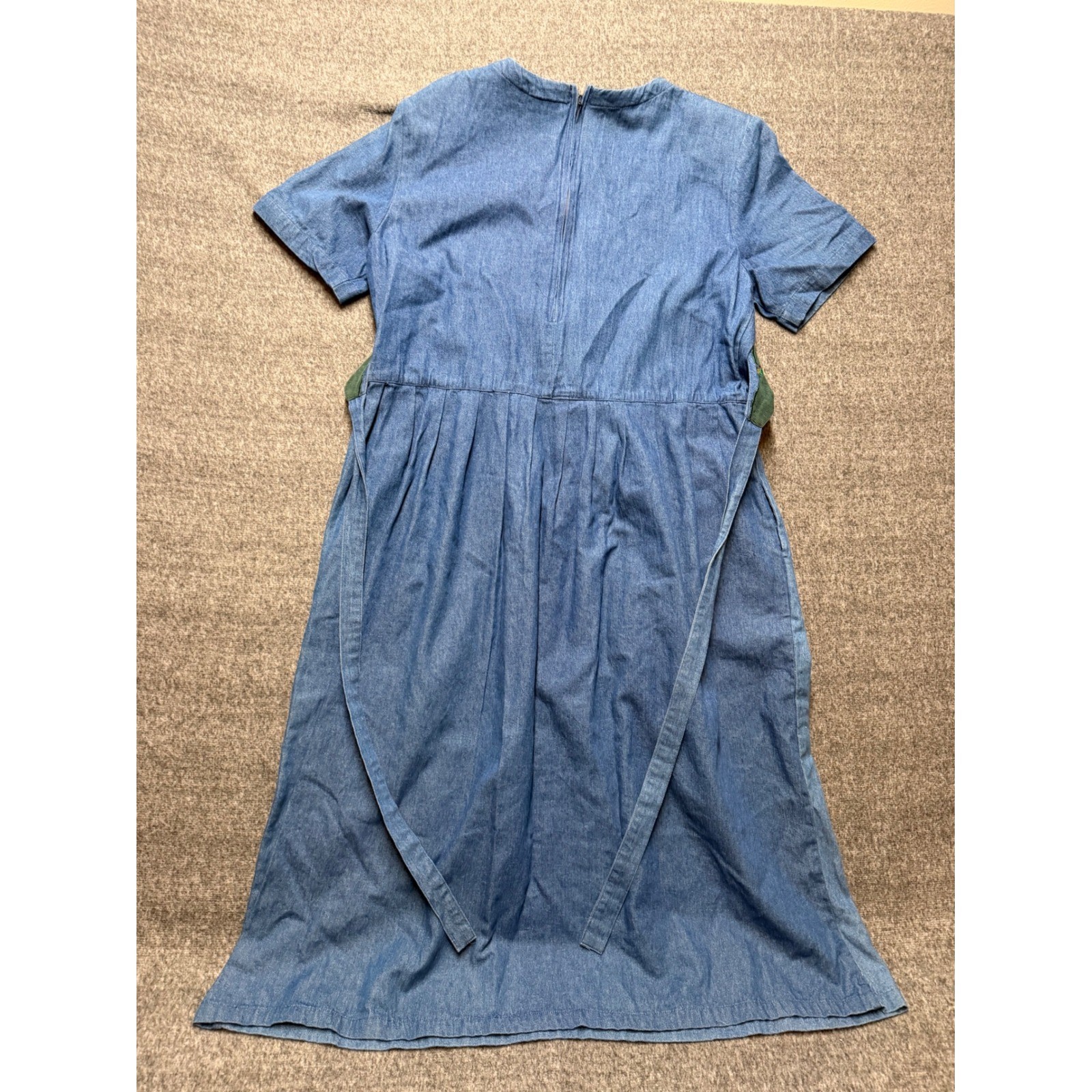 Country Wear Petite Denim Birdhouse Applique Dress Blue Cotton Vintage 12P