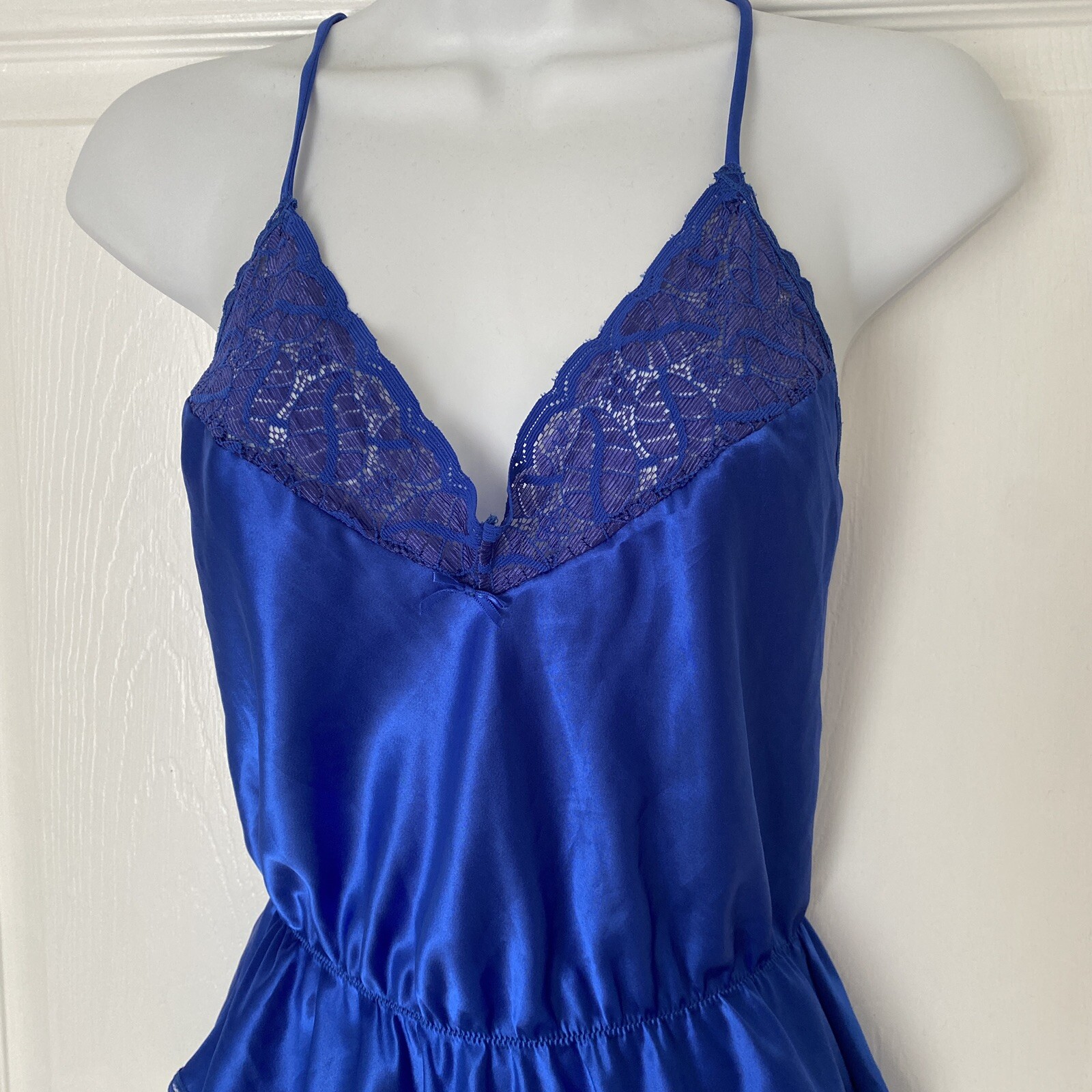 Bodysuit Small One Piece Blue Lace Top Silky Coquette Festival Rave Wear