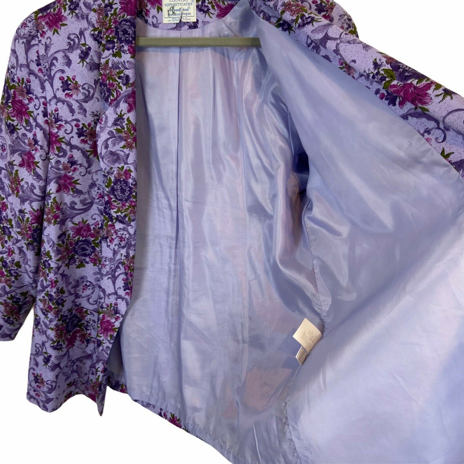 Pendleton Blazer Women Size 18 W Country Sophisticates Floral Purple VTG Library