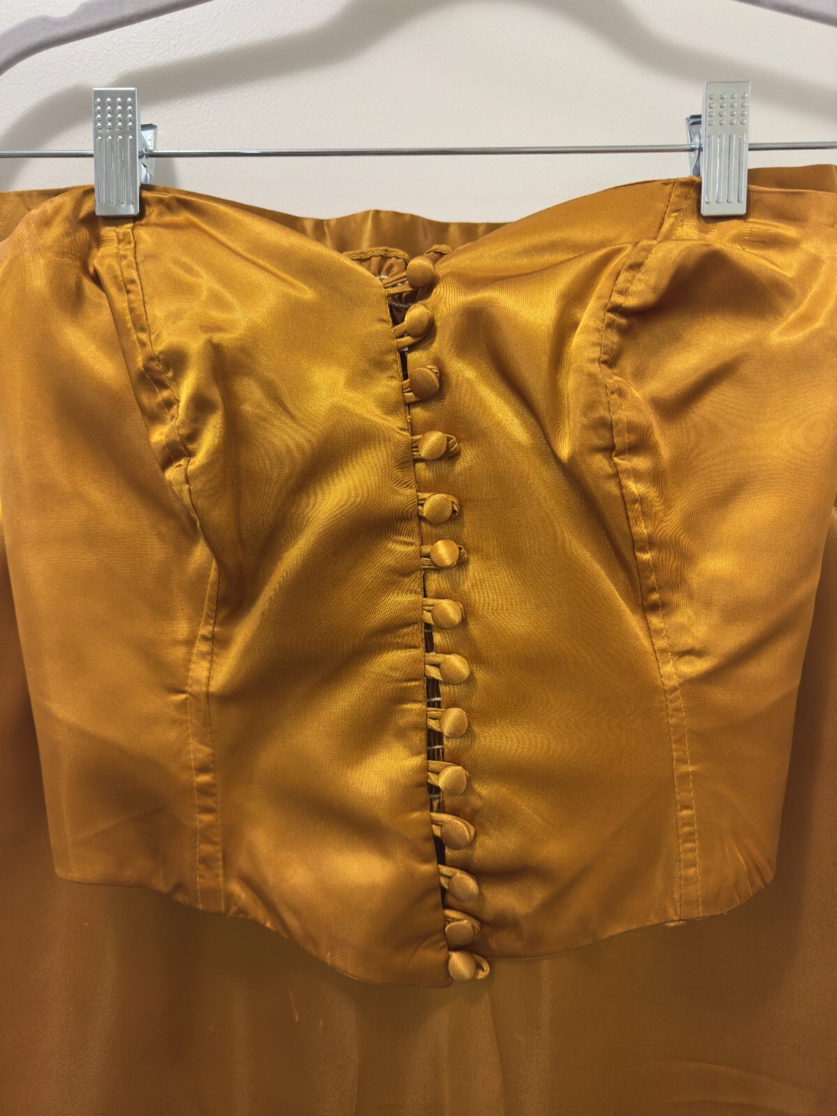 1980’s Acetate Metallic Gold Skirt with Button Corset, Vintage Clothing