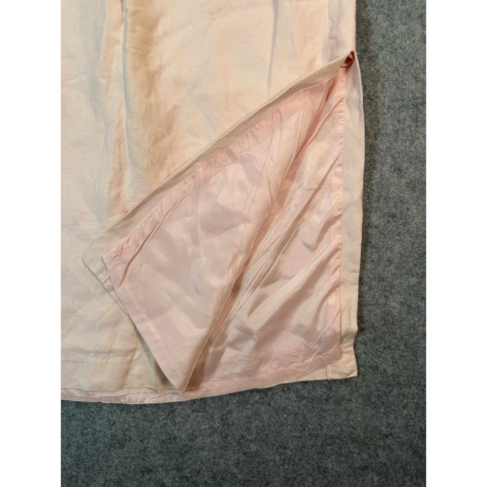 Adolfo Studio Vintage Pink Linen Blend Maxi Skirt Side Slit Petite 6 SK069