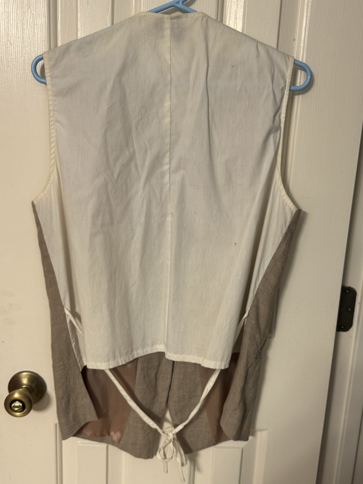 Vintage 1980s EXPRESS 100% linen vest top large classic back tie tan Never Worn