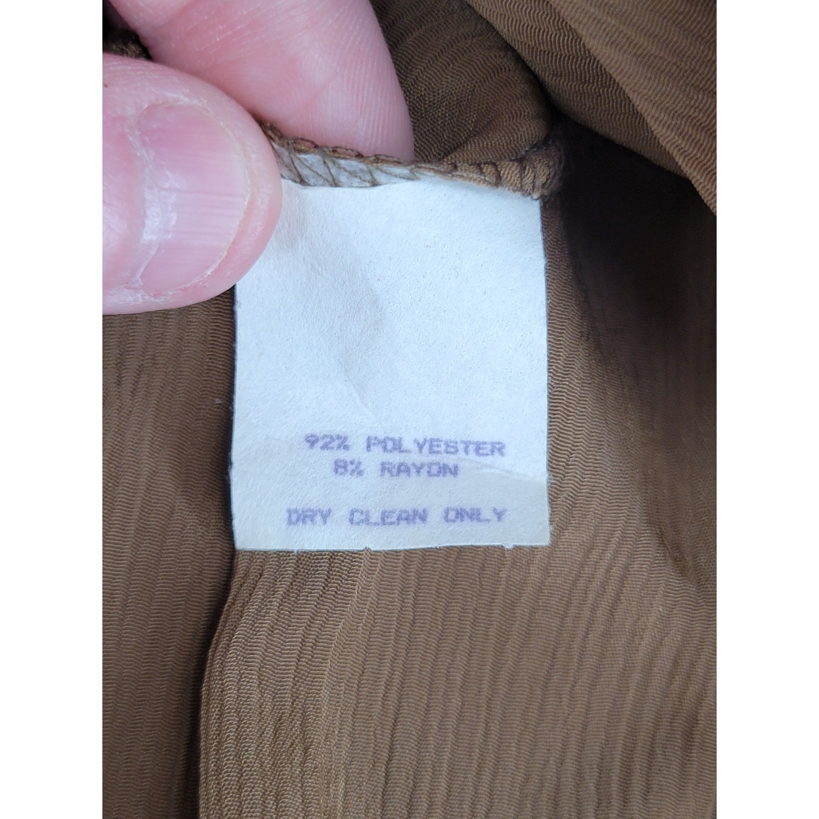 Jeanne Marc Vintage Brown Gold Pleated Palazzo Pants Wrap Top Set Size M 12/14