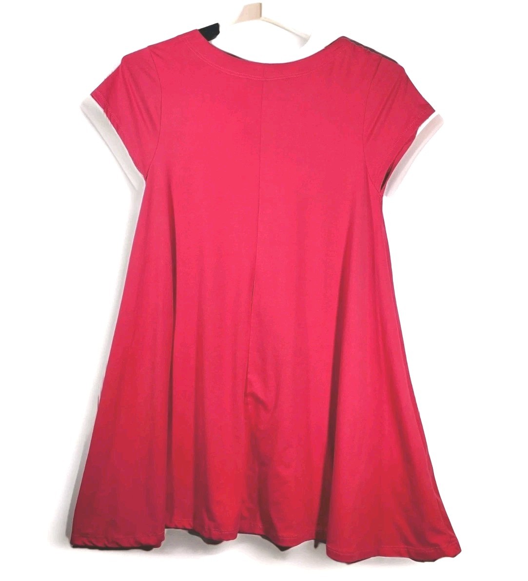 Vintage Y2K Hot Kiss Pink Lace-Up V-Neck Tunic Dress Short Sleeve XL Mall Goth