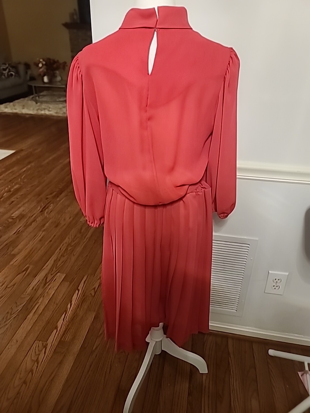 Amy Deb Vintage 70’s Midi Dress Puff Sleeves Secretary Day Dress Size 16 Pink