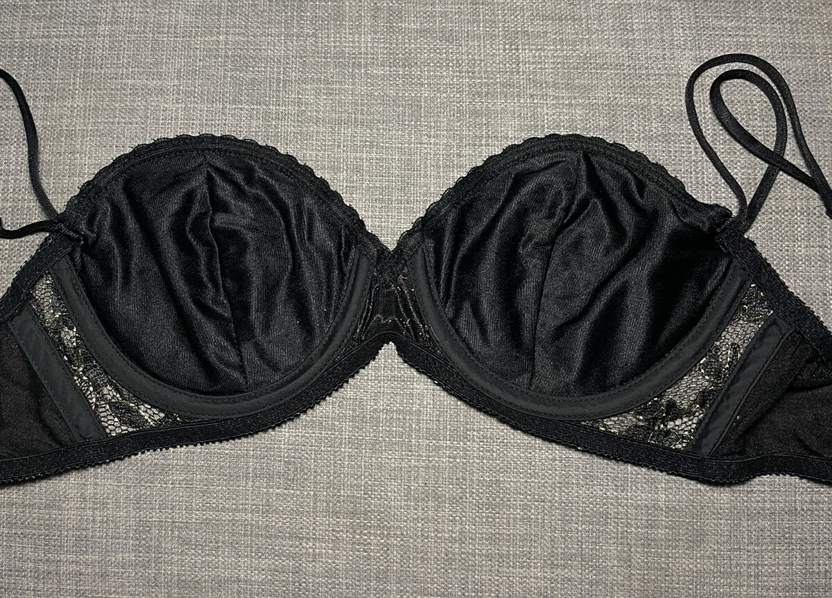 Victorias Secret Vintage Bra 36B Black Lace Gold Label Made In USA 1980s *Read*