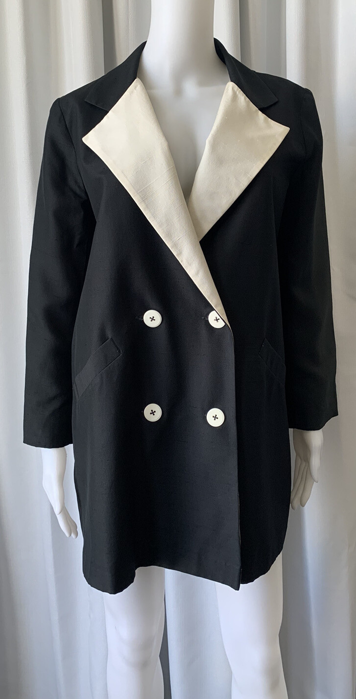 Vintage 80s Brijo black and off white oversized Double Breast blazer jacket S/M
