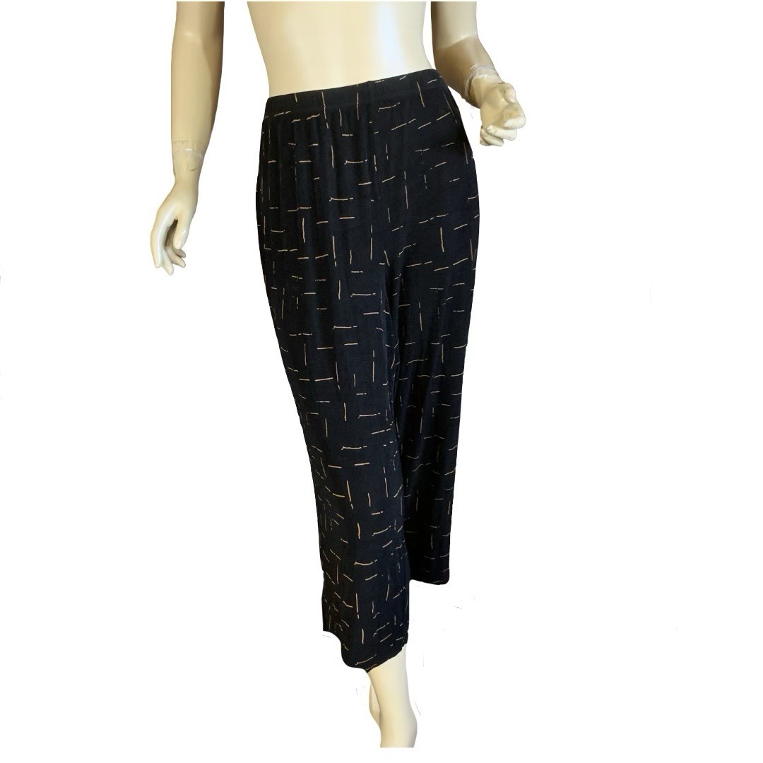 VINTAGE CLASSIC ELEMENTS BLACK & TAN SPECKLED WIDE LEG STRETCHY PANTS SIZE 1X