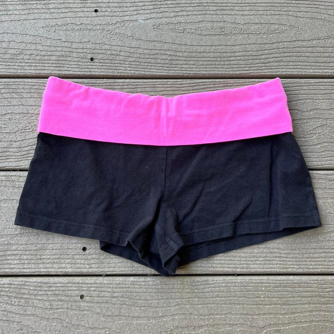 Vintage Y2K No Boundaries Pink / Black Foldover Booty Mini Shorts