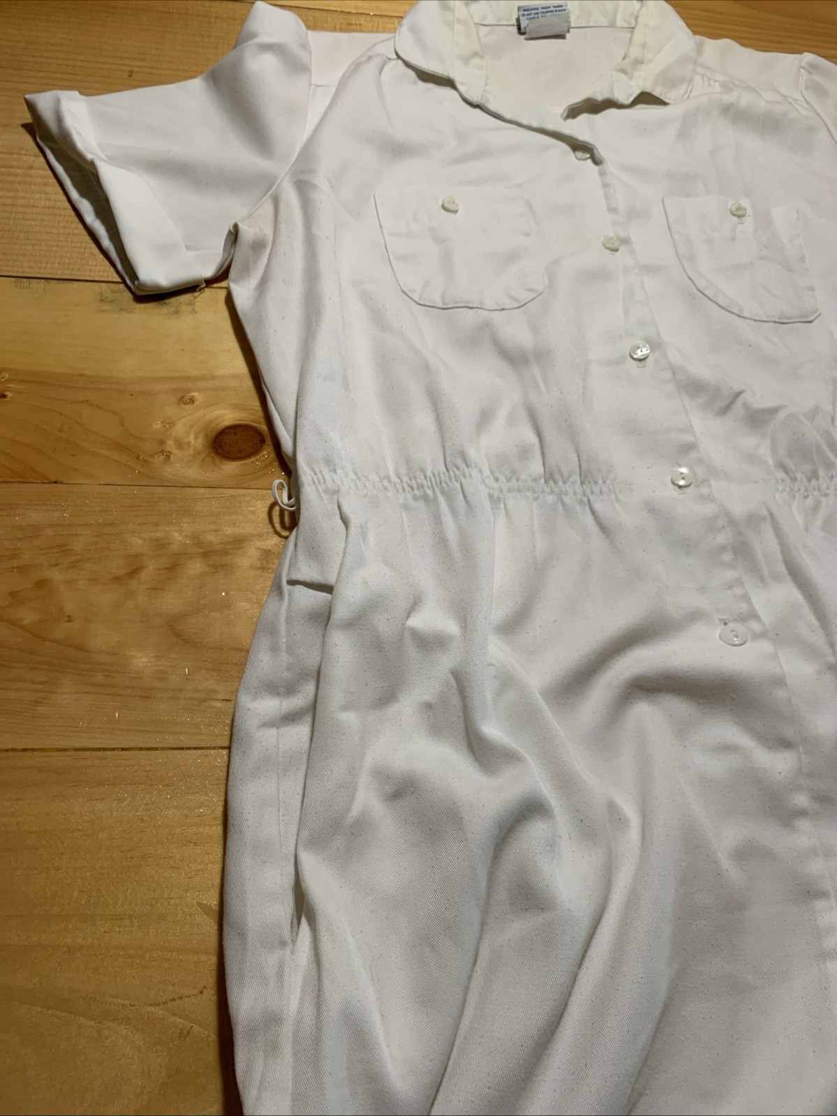 Women’s Vintage 1960s Nurse Shirt waisted White Swan Uniform Dress Halloween