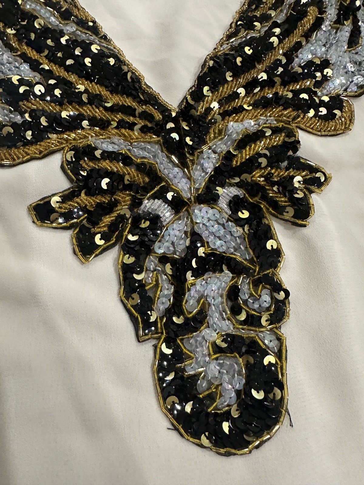 Vintage Three Flagg Gold Sequence, BlouseGlam V Neck Party, Work Theme
