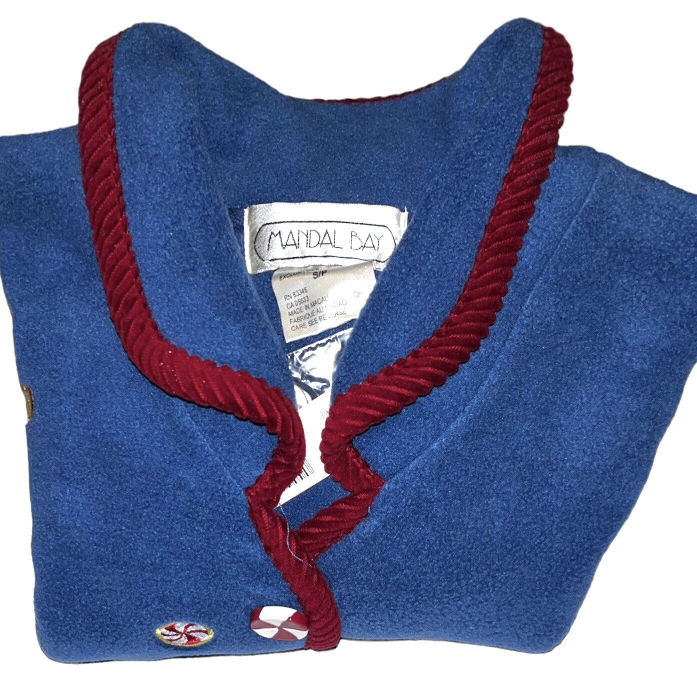 NWT VTG 1990s Mandal Bay Peppermint Candy Gingerbread Christmas Fleece Jacket S