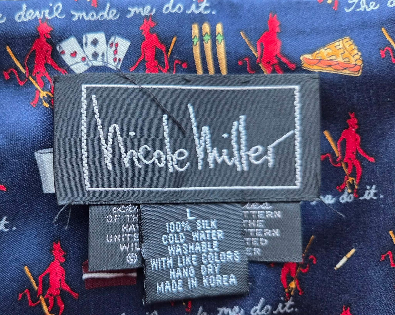 NWOT NICOLE MILLER Silk Limited Edition Wrap Skirt The Devil Made Me Do It – L