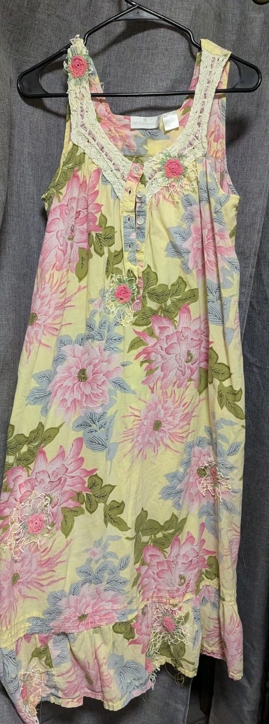 Soft Surroundings Floral 80s Crocheted Appliques Size XL Romantic Dress